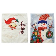 Christmas Chair Covers for Dining Room Snowman Santa Printed Linen Slipcovers