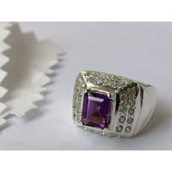 Natural Amethyst / Kecubong 2.15ct, Silver 960 ring (size 21) - Farenny Gems