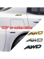 1 miếng dán huy hiệu ô tô bằng kim loại'sáng tạo "AWD", miếng dán trang trí xe 4WD độc đáo cho ô tô,