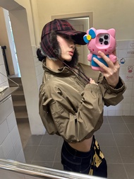 เสื้อแจ็คเก็ตแบบสั้นสไตล์ย้อนยุคแบบอเมริกัน CGGA ทรงหลวมๆ ลำลอง แขนยาว แฟชั่นอเนกประสงค์ สำหรับผู้ชา