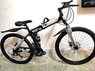 全新24吋/26吋黑色摺疊單車折疊越野減震碟剎成人山地外賣單車街車new foldable bike  bicycle