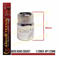 MATA Socket Wrench Bit Socket/ TEKIRO Socket/ 1/2" DR 6 PT 22 MM (22MM)