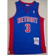 IDAWN7 new men’s Detroit Pistons 3 Ben Wallace blue embroidery basketball jerseys jersey