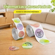 Clabel Thermal Label Round Wave Gradient 4 Colors 30mm 48mm Waterproof Sticker Packaging