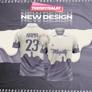 Majesty Jersey Custom Name Murah T Shirt Lelaki Berkolar Retro Jersey Collar Jersi Viral Ootd Style 