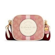 กระเป๋า COACH แท้ ผ้า Signature และหนังแท้ ทรงน่ารัก ใบเล็ก COACH C7978 MINI DEMPSEY CAMERA BAG IN SIGNATURE JACQUARD WITH COACH PATCH AND HEART CHARM PINK