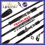 (6'0"ft - 6'6"ft) Ajiking Travelmax Portable Spinning Casting BC Fishing Rod 4 Section Joran Pancing Outdoor Travel FUJI