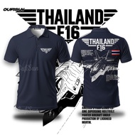 เสื้อโปโลของผู้ชายและผู้หญิงไทยนี้รักสงบแต่ถึงรบไม่ขลาดเครื่องบินขับไล่ F16 ปกป้องประเทศไทยการพิมพ์แ