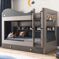 {Sg Sales}Double Decker Bed Frame Double Bed Loft Bed Bed Bunk Bed Parallel Height-Adjustable Bed Student Wooden Bed Upper and Lower Width Double Layer Bunk Bed