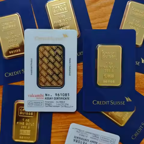 1~10pcs Credit Suisse Gold Bar 1 oz Replica Non-Magnetic24k Gold Plated Bullion with Independent Ser