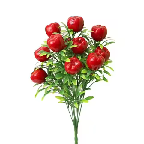 7-forked Artificial Fruit Cuttings Peaches Tree with Green Leaves Artificial Orange Lemon Tree Foam 