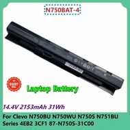 N750BAT-4 Laptop Battery 14.4V 2153mAh 31Wh For Clevo N750BU N750WU N750S N751BU Series 4EB2 3CF1 87