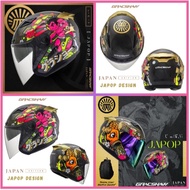 Gracshaw Helmet Gennex G535 JAPOP Japan Edition New Launching with FREE HELMET BACKPACKS (G535 Japan