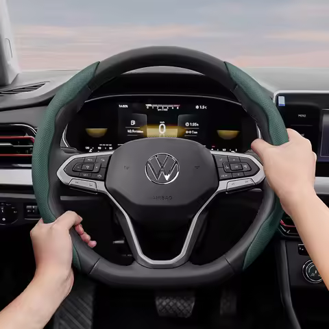 Suitable for Volkswagen Breathable Hole Leather Steering Wheel Cover Segmented Quick Release Design 