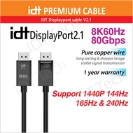 IDT DP 2.0 Displayport Cable 2.0 (1/2M) Display Port Cable for Video PC Laptop TV Support 2K@240Hz 4