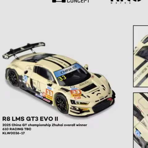KILO 1:64 Adults Hobby R8 LMS GT3 EVO TBC 2025 Diecast Model Car
