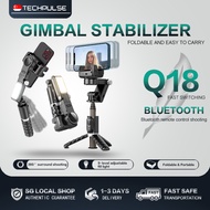 (SG) Q18 Foldable Gimbal Stabilizer For Phone Tripod Stand Portable Selfie Stick Bluetooth  Anti-Sha