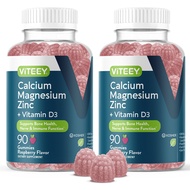 Calcium Magnesium Zinc Gummies with Vitamin D3 - Supports Bone Health, Nerve & Immune Function - Cal
