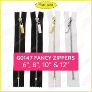 G0147 Gold &amp; Silver Fancy Zipper Zip Baju Blaus Size 6", 8", 10" &amp; 12"