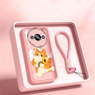 VRQR Cover for Xiaomi Redmi A3 A3X 4G Poco C61 4G Cute Orange Cat Clear Shockproof Phone Case with L