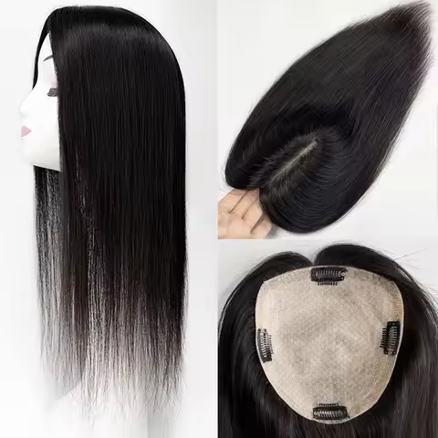 12X13/15X16CM Skin Base Women Hair Toppers Natural Scalp Top Silk Base Human Hair Topper to Hide Bal