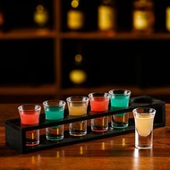 Shooter Glass Glass Liquor Cup B52 Wild Grid Cup Cocktail Cup Bucket Wine Glass One Shot Cup Rainbow Cup Holder Set Wine Set