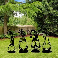 Gnome Sign, 2D Acrylic Garden Gnomes Stake, Gnome Silhouette Branch Black Waterproof Gnome Ground Si