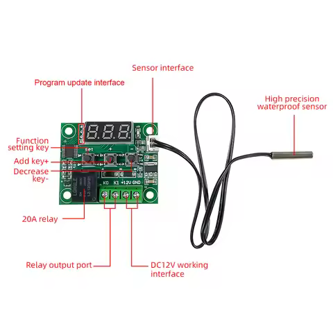 W1209 DC 5V 12V 24V Heat Cool Temp Thermostat Temperature Control Switch Controller Thermometer Ther