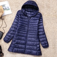 PLUS ขนาด 5XL 6XL 7XL ผู้หญิง Hooded PUFFER แจ็คเก็ต 2023 สินค้าใหม่หญิง Ultra น้ําหนักเบา Packable