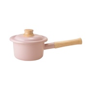 日本FUJIHORO Cotton Plus 系列 單柄附蓋琺瑯平底鍋 14cm 煙燻粉