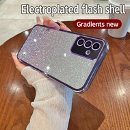 For Samsung Galaxy A37 5G Case Glitter Electroplated Frame Semi Transparent TPU Soft Phone Casing Fo