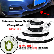 CP Universal 3Pcs Car Front Lip Chin Bumper Body Kits Splitter Car Accessories (7374)