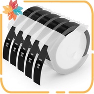 5 Pack Label Tape for  Embossing Tape 12mm 3D Emboss Labels, White on Black for DM1595 Organizer Xpr