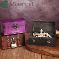 AARON1 Multifunctional Treasure Chest, Antique Wooden Jewelry Storage Box with a Lock, Escape Room P