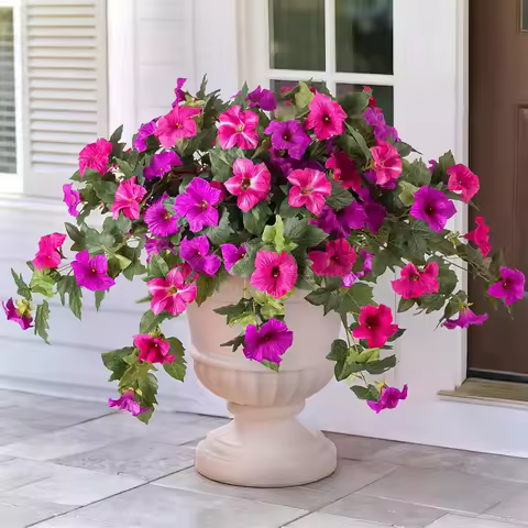 7/12 Forks Artificial Morning Glory Bouquet Lifelike Fake Floral Stems for Indoor Outdoor Garden Hol