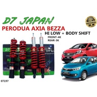 D7 Japan Axia, Bezza Hi Low Body Shift Adjustable Coilover Set