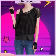 <citydiscount> Stretchy Comfortable 80s Outfit Women Retro 80s Clothing Set 2pcs Women Mesh Crop Top