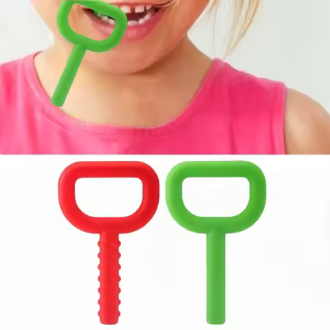 Oral Muscle Training Tube D-shaped Chewing Safe Teeth Massager Biting & Chewing Practice Children Ta