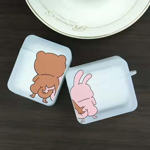 Cartoon Funny Bear Dog Pig Couple Case for Airpod 4th 3rd Pro 2 Earphone Case for Airpod 2 1 Clear C