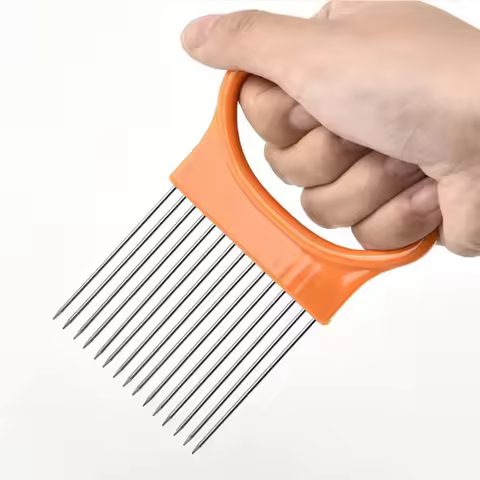 Stainless Steel Onion Cutter Onion Fork Fruit Vegetables Cutter Slicer Tomato Cutter Knife Cutting S
