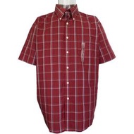 美國品牌Levi's副牌Dockers紅色格紋口袋純棉格紋短袖襯衫 XL號