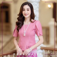 เสื้อผ้าไหมคอกลม ดีไซน์เก๋ๆ แขนกลีบบัวต้น งานสวยหรู ชุดไทย เสื้อผ้าไทยผู้หญิง  by sunsmile