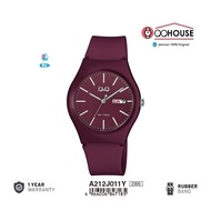 Q&Q QQ QNQ DAYDATE DISPLAY A212 A212J A212J011 A212J011Y ANALOG WATCH RUBBER BAND MEN'S WOMEN'S WATC