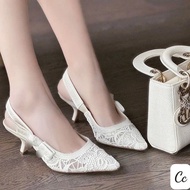 (form to 1sz) Mesh lace high heel Sandal with bow tie fullbox