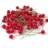 DIY hiasan dekorasi natal christmas putik bunga lobi cherry emas 5mm