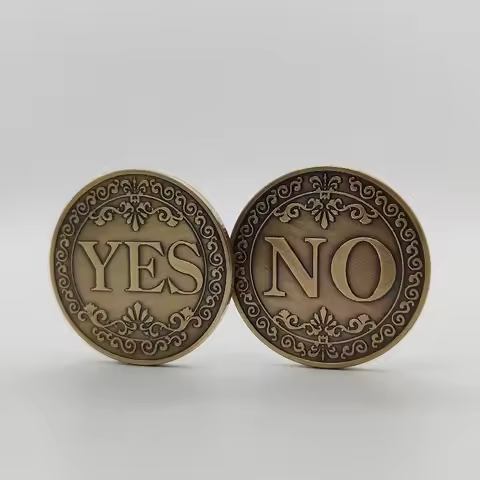 1PC Antique Bronze Yes Or No Decision Maker Coin Lucky Challenge Coin Retro Metal Commemorative Coin