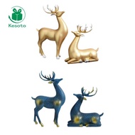Kesoto 2 Pieces Reindeer Figurines, Animal Figurine, Christmas Decoration, Creative Elk