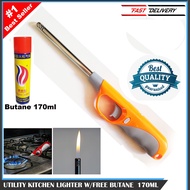 Refillable Utility Gas Lighter with 170mL Lighter Butane Fluid (Orange) (Marktony Assorted Products)