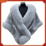 Thickened Warm Solid Color Fluffy Cape Coat Women Winter Faux Mink Fox Fur Shawl