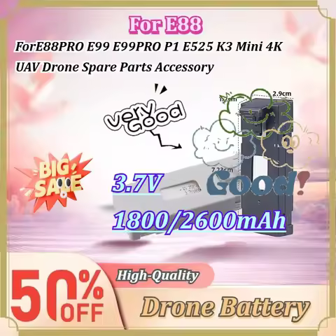 For E88 E88PRO E99 E99PRO P1 E525 K3 Mini Drone 3.7V 1800/2600mAh Rechargeable Li-po Battery 4K UAV 